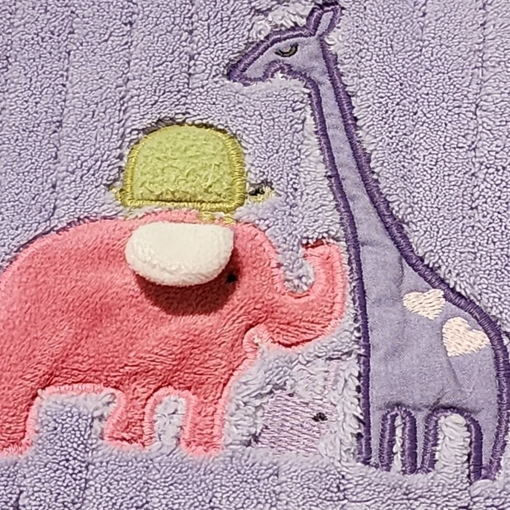 Carter's purple plush blanket I love my family Elephant Giraffe